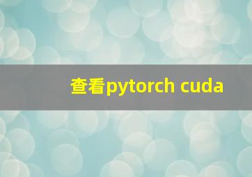 查看pytorch cuda